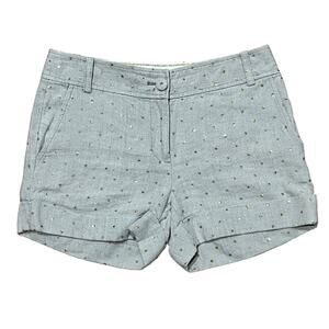 J. Crew 100% Linen City Fit Shorts Women's 2 Beige Gold Polka Dots W30 L3.5